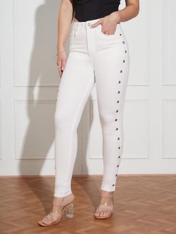 Miss Chase - Women's White Skinny High Rise Denim Jeans