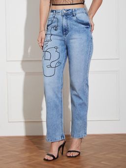 Miss Chase - Women's Light Blue High Rise Denim Jeans