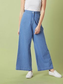 Miss Chase - Women's Blue Wide-Leg High Rise Denim Jeans