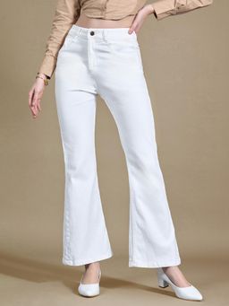Miss Chase - Women's White Bootcut High Rise Denim Jeans