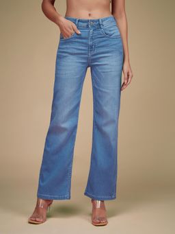 Miss Chase - Women's Light Blue Wide-Leg Mid Denim Jeans