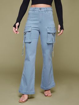 Miss Chase - Women's Light Blue Bootcut Wide Leg Denim Jeans