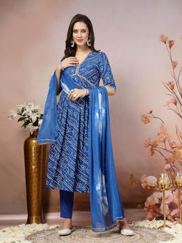 Stylum - Blue Printed Kurta with Pant and Dupatta (Set of 3)