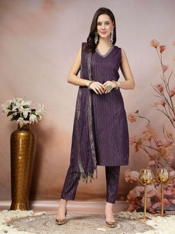 Stylum - Purple Kurta with Pant and Dupatta (Set of 3)