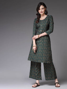 Stylum - Green Printed Kurta with Palazzo (Set of 2)