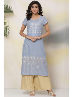 Biba - Ice Blue A Line Kurta