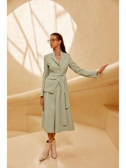 Qua - Pleated Green Midi Skirt