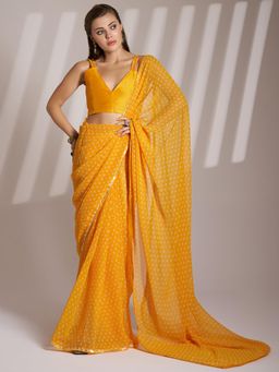 Modeva - Bandhani Printed Georgette Saree with Unstitch Blouse