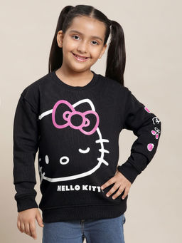 Kidsville - Hello Kitty Printed Black Sweatshirt And Hoodies For Girls