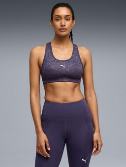 Puma - Purple Printed Racerback Seamless Sports Bra