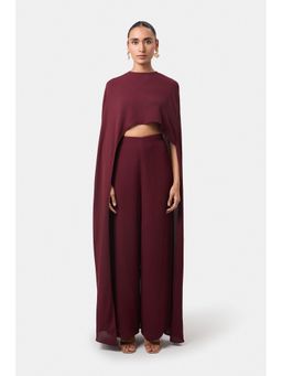 BEYOND - Wine Alaia Asymmetrical Overlay Top