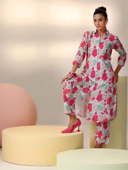 Libas - Sea Green Floral Printed Kurta and Pant (Set of 2)