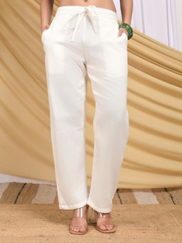 BOHOLYFE - White Organic Cotton Trousers for Women