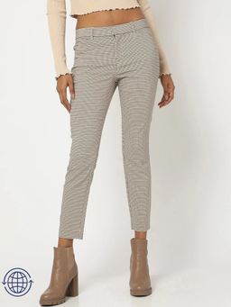 GAP - Women Checked Skinny Fit Mid-Rise Trousers
