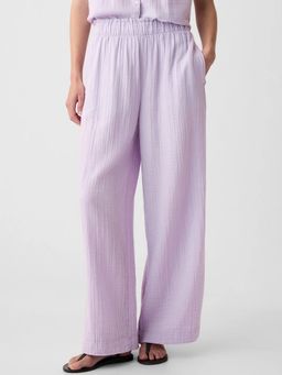 GAP - Women Textured Relaxed Fit High-Rise Trousers