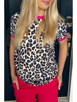 PARTIQ - Off White Leopard Print T-Shirt