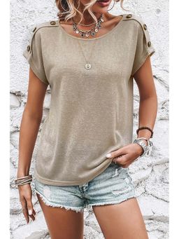PARTIQ - Grey Button Detail Half Sleeve Casual T-Shirt