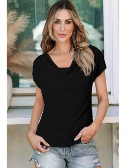 PARTIQ - Black Cowl Neck Half Sleeve Top