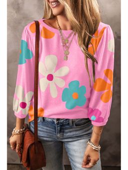 PARTIQ - Pink Rose Cute Flower Print Top