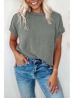 PARTIQ - Grey Textured Knit Exposed Stitching T-Shirt