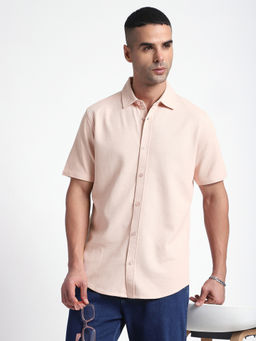 R&B - Peach Texture Regular Casual Shirt