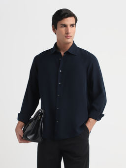 SELECTED HOMME - Navy Blue Charlie Tencel Slub Casual Shirt