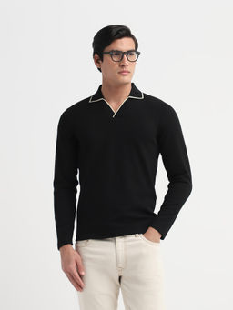 SELECTED HOMME - Black Adley Waffle Slim Fit Polo T-Shirt