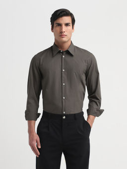 SELECTED HOMME - Brown Dan Cotton Dobby Formal Shirt