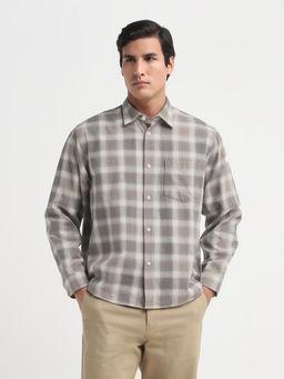 SELECTED HOMME - Grey Spread Collar Check Casual Shirt