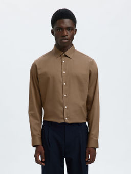 SELECTED HOMME - Slim Fit Performance Brown Formal Shirt