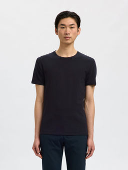 SELECTED HOMME - Black New Pima Round Neck T-shirt