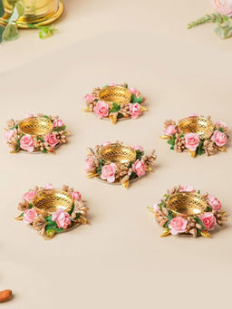 Nestasia - Set of 6 Pink Rose Tea Light Candle Holder