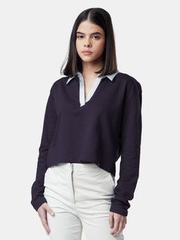 The Souled Store - Solids Berry Women Cropped Rugby Polos
