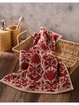 Fabindia - Red Cotton Woven Kamal Medium Hand Towel