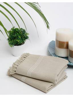 Fabindia - Beige Fab Essentials Cotton Honeycomb Bath Towel Set Of 2