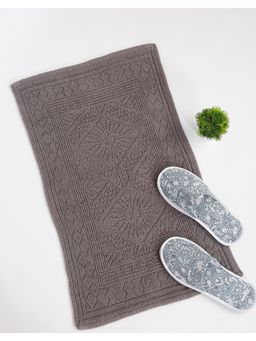 Fabindia - Aqib Grey Cotton Woven Bath Mat