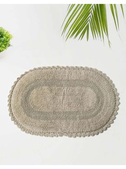Fabindia - Crochia Beige Cotton Woven Bath Mat