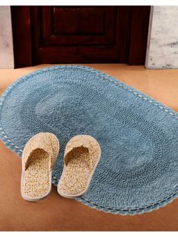 Fabindia - Crochia Cotton Solid Blue Bath Mat