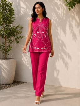 AAREIN - Pink Embroidered Co-Ord Set