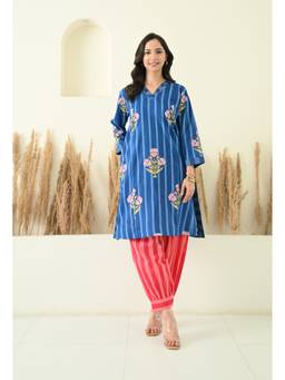 LOVE CHIC - Blue Floral Printed Kurta with Salwar