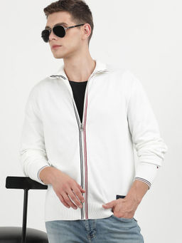 Tommy Hilfiger - Jacket Off White Rab Tipped Cotton Zip Through