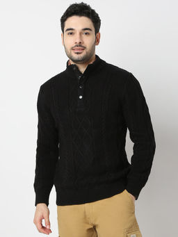 Spykar - Black Round Neck Long Sleeves Sweatshirt for Men