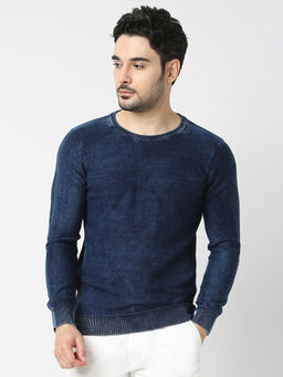 Spykar - Navy Blue Round Neck Long Sleeves Sweatshirt for Men