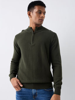 Spykar - Men Full Sleeves Olive Regular Fit Sweatshirt