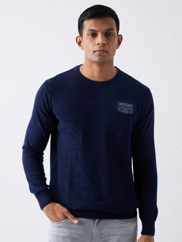 Spykar - Men Full Sleeves Blue Regular Fit Sweatshirt