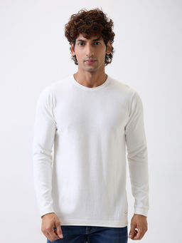 Spykar - Men Full Sleeves White Regular Fit Sweatshirt