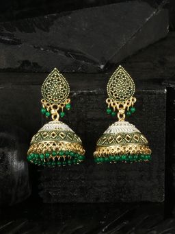 Anika's Creations - Traditional Gold Plated Enamelled Party Wear Jhumka Earring