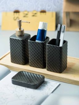 The Better Home - Bathroom Accessories - Black (Pack of 4)