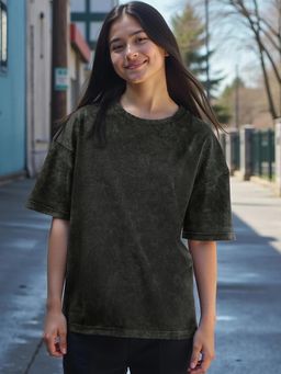 Bewakoof - Women's Black Acid Wash Oversized T-shirt