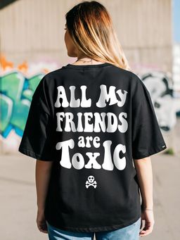 Bewakoof - Women's Black Toxic Graphic Printed Oversized T-shirt
